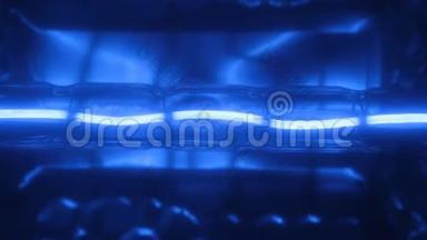 卤素灯泡的蓝钨螺旋闪烁。
